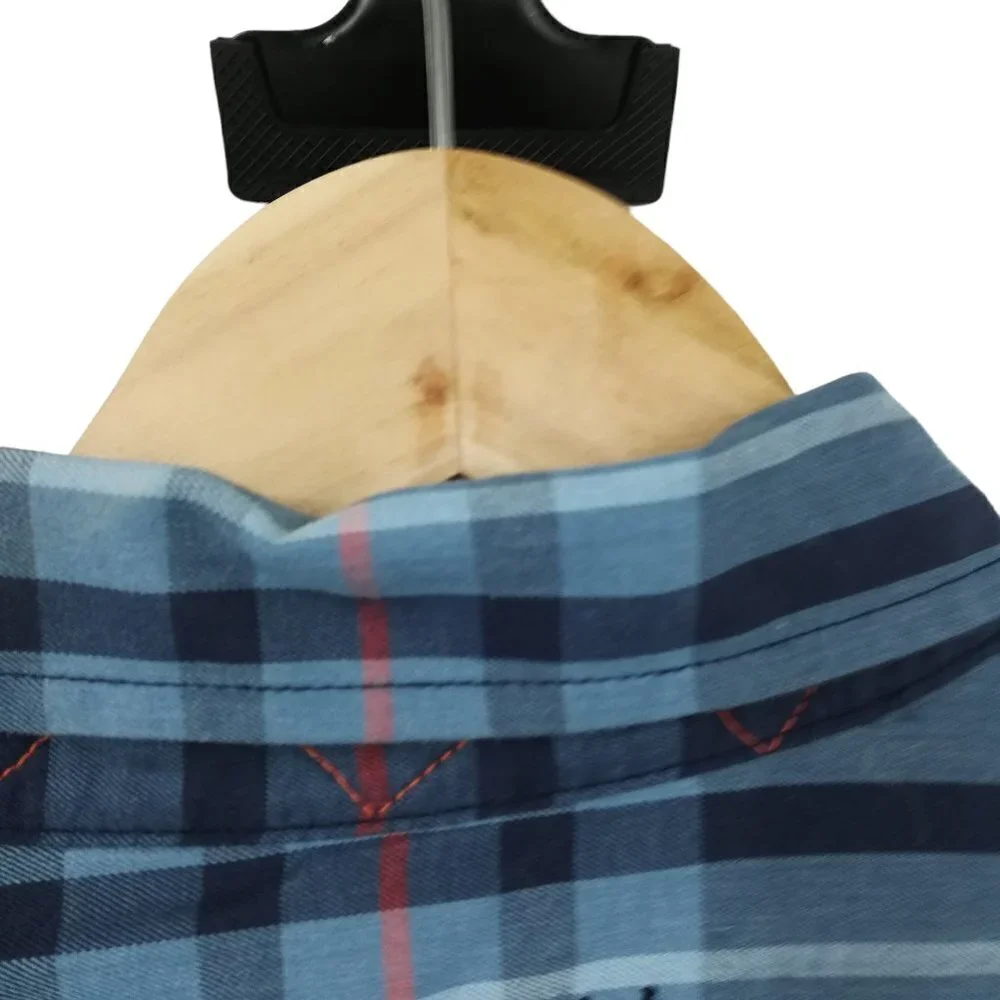 The North Face Plaid Long Sleeve Button Up Shirt Size M Blue Orange Pocket